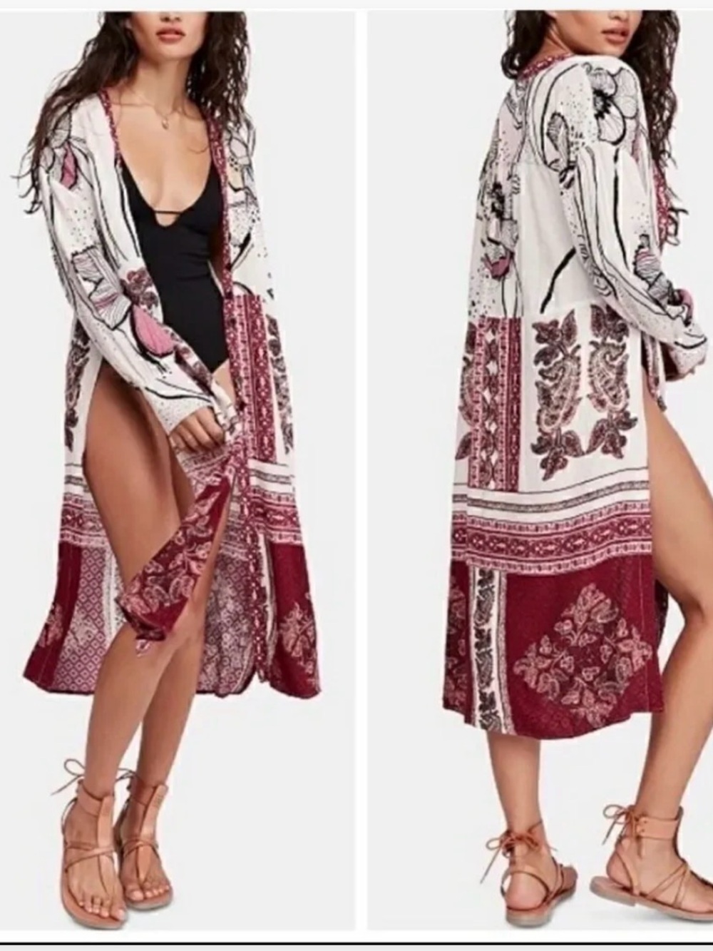 NWT Free People Cest Moi Maxi Kimono Button Down Dress